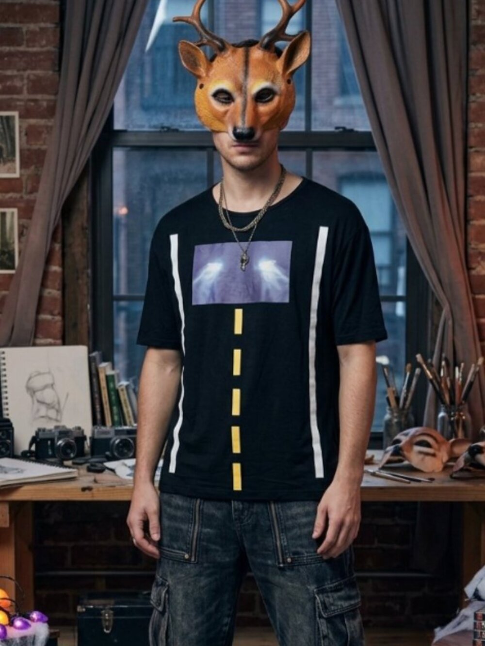 Unisex Hilarious "Deer in the Headlights" Halloween Costume Set – Size L/XL